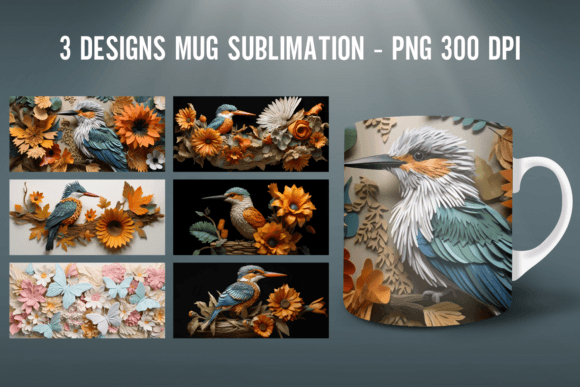 Download 3D Bird Mug Wrap Sublimation Designs - Sublimation designs Collection