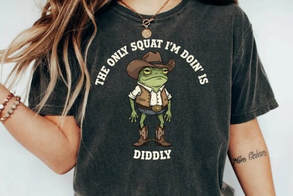 Download Funny Cowboy Frog Squat Diddly Humorous Western Design PNG - Premium Resources