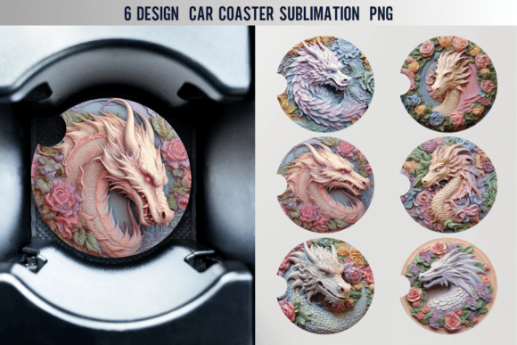Download Dragon Car Coaster Sublimation Designs - Sublimation designs Collection