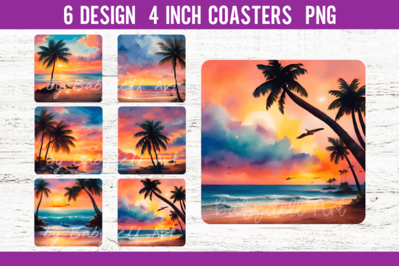 Download Beach Square Coaster Sublimation Designs - Sublimation designs Collection