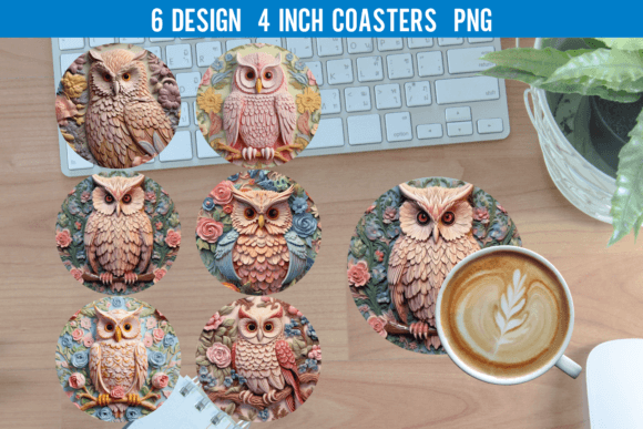 Download 3D Owl Round Coaster Sublimation Designs - Sublimation designs Collection