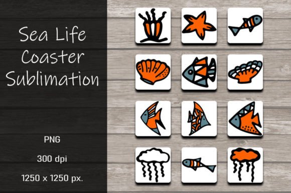 Download Sea Life Coaster Sublimation Designs - Sublimation designs Collection