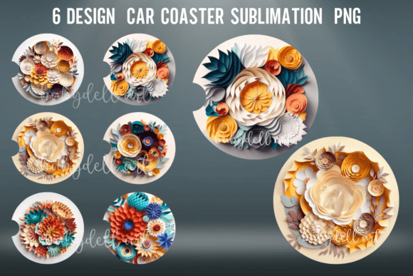 Download Flowers Car Coaster Sublimation Designs - Sublimation designs Collection
