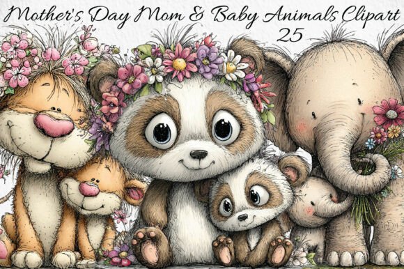 Download Mother's Day Mom &amp; Baby Animals Clipart - Mom Collection