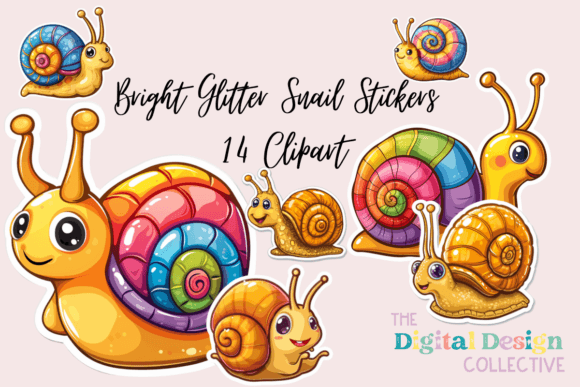 Download Bright Glitter Snail Stickers Bundle - Bright glitter Collection