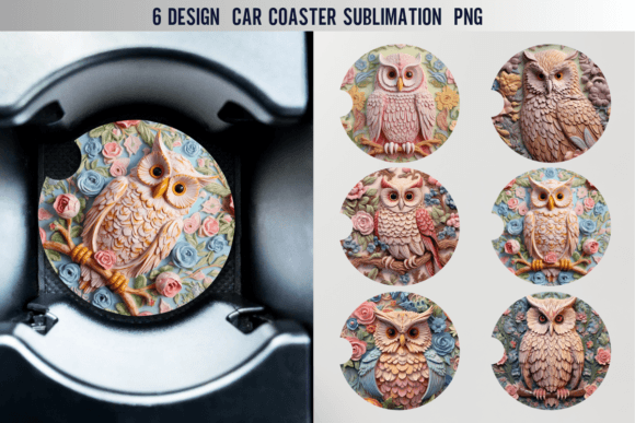 Download Owl Car Coaster Sublimation Designs - Sublimation designs Collection