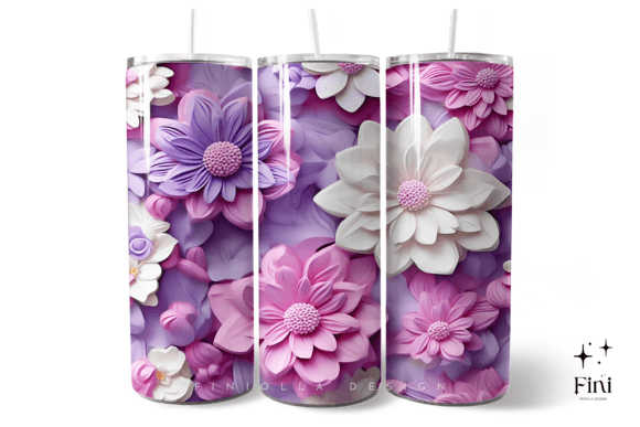 Download 3D Flowers Tumbler Wrap | Purple - 3d flowers tumbler Collection