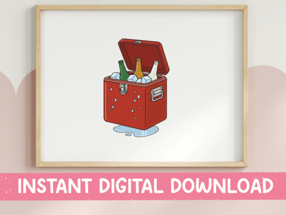 Download Retro Cooler with Drinks Summer Design - Summer design Collection